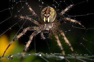 web weaver spider in the center of its intricate Orb