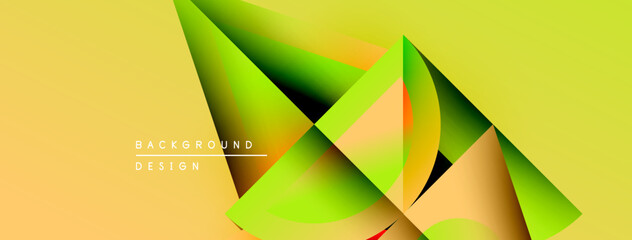 Aufkleber - Abstract geometric shapes overlap, creating dynamic yellow, green gradients. Modern design elements suggest innovation, energy, visual appeal.