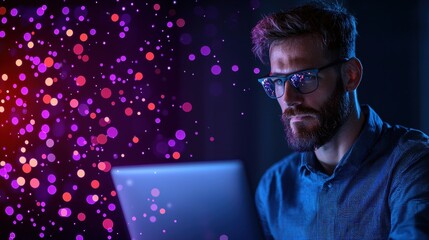 Wall Mural - coding software engineer focused on coding at a workstation with futuristic digital interface elemen