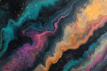 Wall Mural - Vibrant Holographic Cosmos: An Abstract Space Background Featuring Nebulae, Stars, and the Vast Universe