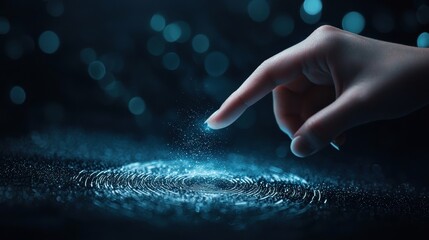Wall Mural - survey hand selecting answers on a futuristic holographic survey interface.