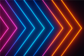 Wall Mural - abstract neon light arrows background.