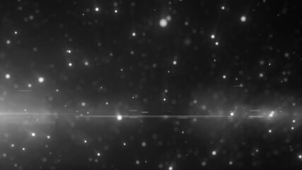 Wall Mural - monochrome glowing light particles scattered in the dark, creating a cosmic and mysterious atmospher