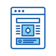Modern website layout icon with blue lines and shapes