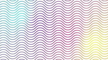 Wall Mural - Animated colorful wavy lines. Linear background. Decorative pattern. Looped video. Vector illustration isolated on white background.