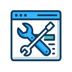 Wall Mural - Website maintenance with wrench and screwdriver in flat design