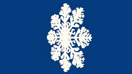 Wall Mural - Blue and white snowflake with a blue background. The snowflake is the main focus of the image and it is very detailed. The blue background adds a sense of depth and contrast to the snowflake