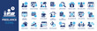 © Icons-Studio - Freelance icon set. Containing work online, remote work, freelancer, laptop, home office, client meeting, self-employed, graphic designer and more. Solid vector icons collection.