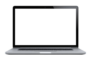 Wall Mural - Laptop computer with blank screen isolated on white background