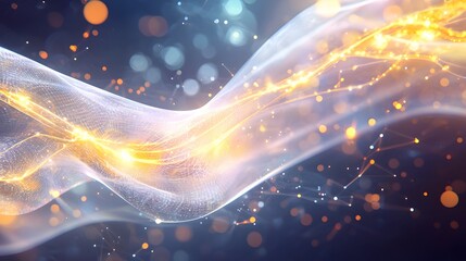 Wall Mural - Abstract Flowing Light Waves with Colorful Bokeh and Sparkling Particles in Dynamic Motion