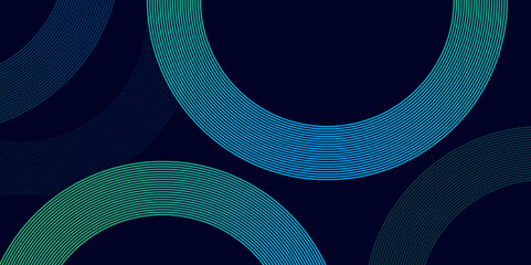 Wall Mural - abstract dark background with gradient line rings. modern circular pattern on gradient. futuristic t