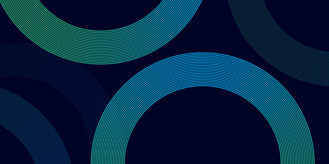 Wall Mural - abstract dark background with gradient line rings. modern circular pattern on gradient. futuristic t