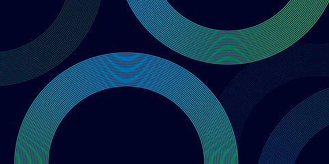 Wall Mural - abstract dark background with gradient line rings. modern circular pattern on gradient. futuristic t