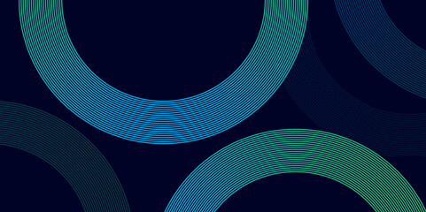 Wall Mural - abstract dark background with gradient line rings. modern circular pattern on gradient. futuristic t
