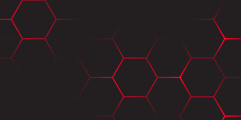 Wall Mural - abstract dark hexagon technology background with red colored. hexagonal gaming vector tech illustrat