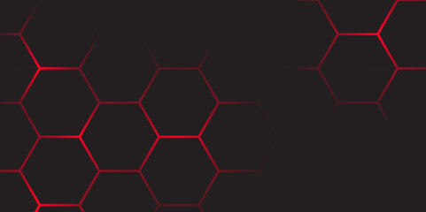 Wall Mural - abstract dark hexagon technology background with red colored. hexagonal gaming vector tech illustrat