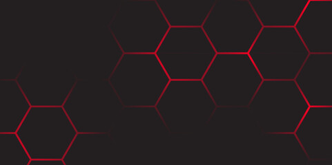 Wall Mural - abstract dark hexagon technology background with red colored. hexagonal gaming vector tech illustrat