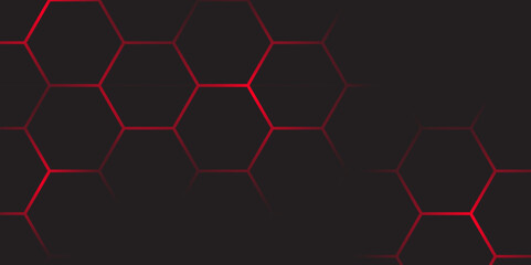 Wall Mural - abstract dark hexagon technology background with red colored. hexagonal gaming vector tech illustrat