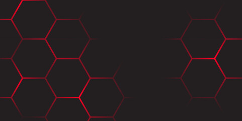 Wall Mural - abstract dark hexagon technology background with red colored. hexagonal gaming vector tech illustrat