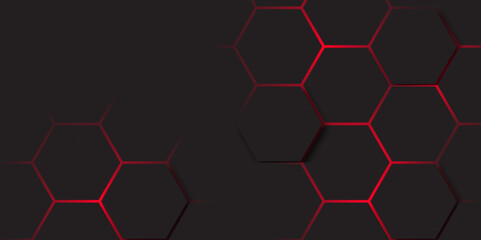 Wall Mural - abstract dark hexagon technology background with red colored. hexagonal gaming vector tech illustrat