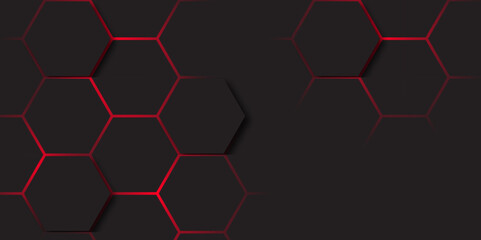 Wall Mural - abstract dark hexagon technology background with red colored. hexagonal gaming vector tech illustrat