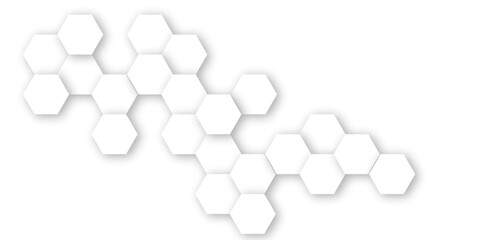 Wall Mural - abstract white hexagonal geometric background with shadow. luxury white 3d futuristic honeycomb mosa