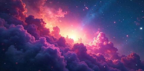 Wall Mural - ethereal, swirling nebula of iridescent hues, radiating otherworldly light and energy a mystical col