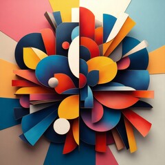 Aufkleber - Abstract colorful geometric shapes design, art of shapes with vibrant hues and dynamic arrangements