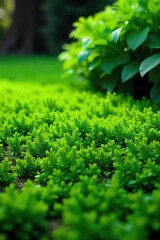 Wall Mural - lush green groundcover completely blankets the earth, suppressing weeds and creating a vibrant, natu