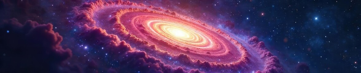 Wall Mural - mesmerizing cosmic spiral galaxy, swirling celestial dust and gas, vibrant colors, deep space, astro