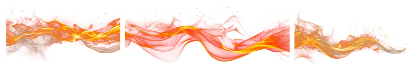 Wall Mural - png dynamic fiery abstract waves, element set on transparent background