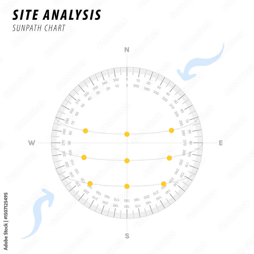 sun chart, landscape architecture site analysis symbol icon element ...