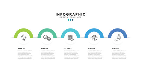 Fototapete - Vector Infographic label design template with icons and 5 options or steps. for your business data. Vector Illustration.