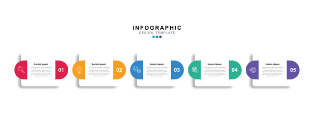 Fototapete - Vector Infographic label design template with icons and 5 options or steps. for your business data. Vector Illustration.