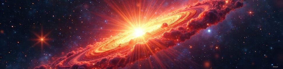Wall Mural - a celestial newborn star bursts forth, radiating vibrant energy and cosmic dust, a breathtaking disp