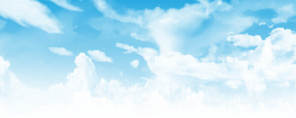 Wall Mural - Sky Cloud Blue Background Paronama Web Cloudy summer Winter Season Day, Light Beauty Horizon Spring Brigth Gradient Calm Abstract Backdrop Air Nature View Wallpaper 