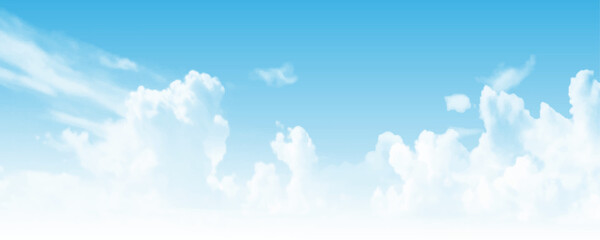 Wall Mural - Sky Cloud Blue Background Paronama Web Cloudy summer Winter Season Day, Light Beauty Horizon Spring Brigth Gradient Calm Abstract Backdrop Air Nature View Wallpaper 