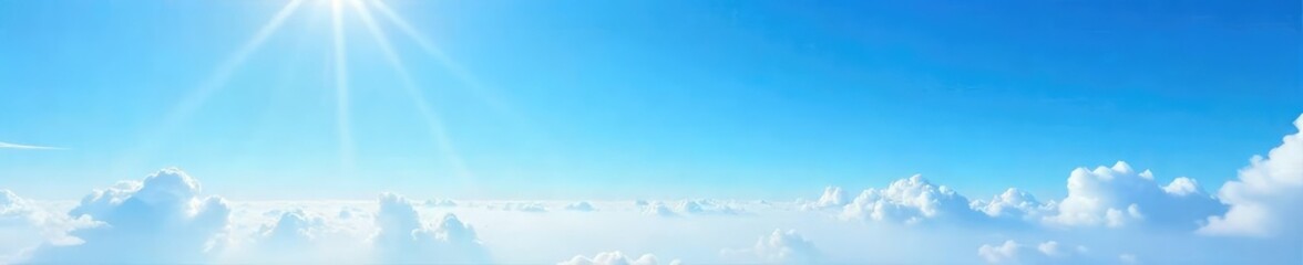 Wall Mural - expansive, cloudless blue sky stretching to the horizon, bathed in sunlight perfect for travel, weat