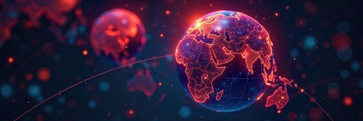 Wall Mural - global network connection visualized as a glowing digital sphere, illustrating worldwide virtual com