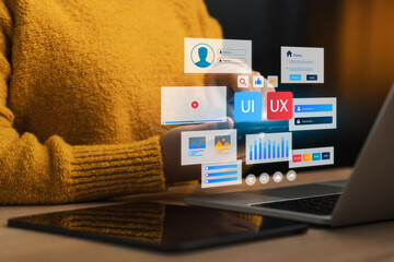 Wall Mural - ux-ui design web and application user design concepts web design application design user experience 