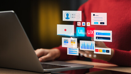Wall Mural - ux-ui design web and application user design concepts web design application design user experience 