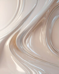Fototapete - Smooth, flowing curves of a light beige, glossy material create an abstract, elegant, and modern design with subtle depth and movement