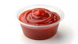 Ketchup in Plastic Cup Isolated on White Background