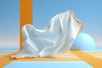 Wall Mural - abstract composition featuring draped fabric and geometric shapes in a minimalistic setting