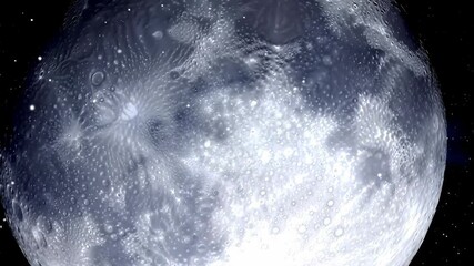Wall Mural - full moon rotating in space realistic style lunar surface detail stars background