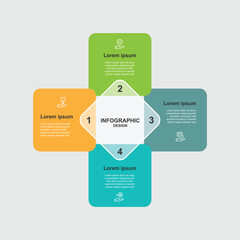 Poster - Modern design template infographic with 4 step table square and icons suitable for business information and web presentation.