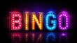 © Gibster - Brightly lit 'BINGO' sign with colorful lights against a dark background.