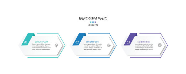 Fototapete - Business infographic template. 3 Step timeline journey. Process diagram, Infographic elements vector illustration.	