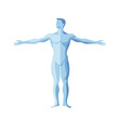 © bella - Stylized Full Body Human Figure in Light Blue Tone Standing with Arms Outstretched on White Background