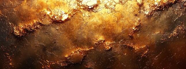 Wall Mural - molten golden abstract texture with glowing cracks and shimmering surface resembling lava or metal u